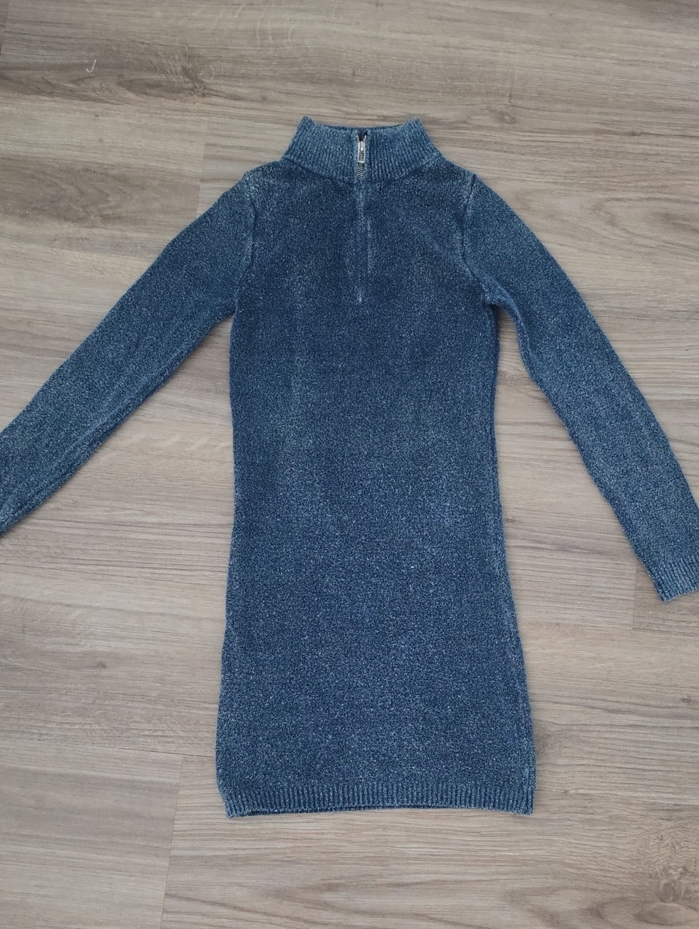 ZARA Acid Wash Knit Mini Dress In Denim Blue - Picture 9 of 12